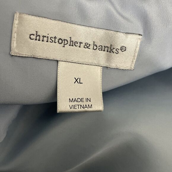 Christopher & Banks Powder Blue Vest XL Zip Front Pockets Soft Pastel Layering - Picture 3 of 11